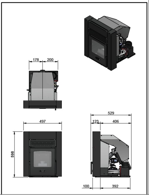 Cara Glass Insert Pellet Stove - Image 2